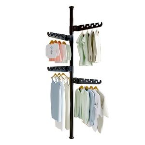 DREAMLAND Coat Rack Freestanding with 4 Foldable Hooks,Adjustable Height